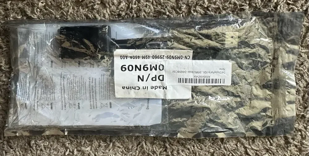 Genuine Dell 0M9N09 Display Port to VGA Adapter Black OEM Sealed Packaging NEW